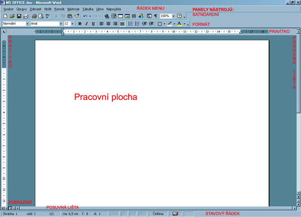 Pracovn plocha aplikace WORD