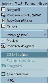 MENU - Zobrazit